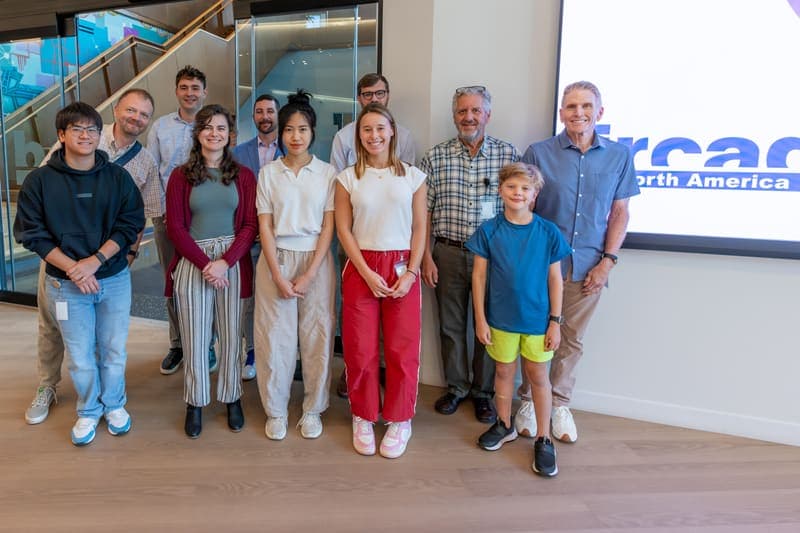 Connect Labs members gathered in front of the IRCAD North America screen after the tour